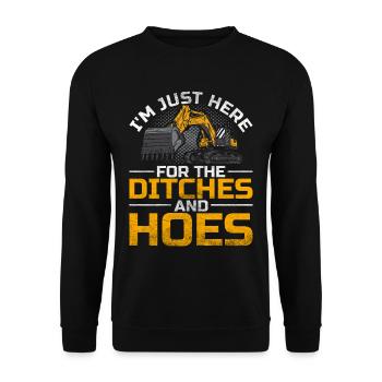 Conducteur d’excavatrice ici pour les fossés et les houes - Sweat-shirt Unisexe - noir - Devant - Alina (178cm) & Michal (187cm)