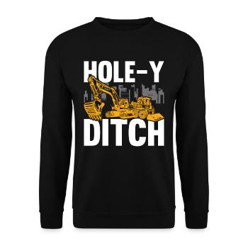 Baggerfahrer Hole-y Ditch - Unisex Pullover - Schwarz - Vorne - Alina (178cm) & Michal (187cm)