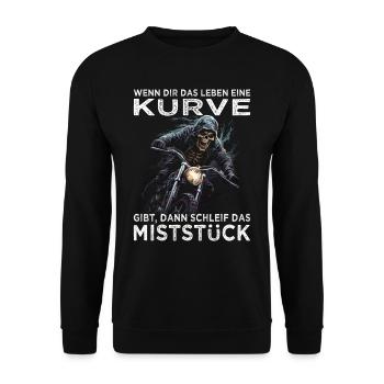 Motorradfahrer Sprüche | Motorrad & Biker - Unisex Pullover - Schwarz - Vorne - Alina (178cm) & Michal (187cm)