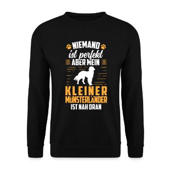 Mein Kleiner Münsterländer ist nicht perfekt - Unisex Pullover - Schwarz - Vorne - Alina (178cm) & Michal (187cm)