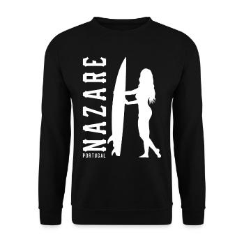 Nazare Surfer Girl Portugal - Unisex Sweatshirt - black - Front - Alina (178cm) & Michal (187cm)