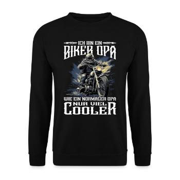 Biker Opa - Motorradfahrer - Motorrad - Unisex Pullover - Schwarz - Vorne - Alina (178cm) & Michal (187cm)