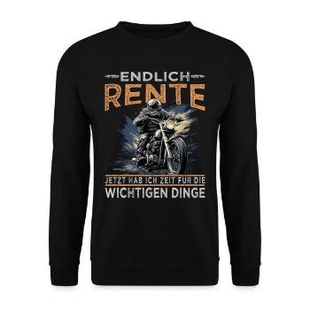 Endlich Rente Motorrad Biker Opa - Motorradfahrer - Unisex Pullover - Schwarz - Vorne - Alina (178cm) & Michal (187cm)