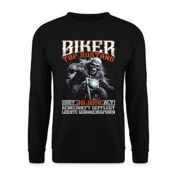 Motorradfahrer & Biker 40. Geburtstag - Unisex Pullover - Schwarz - Vorne - Alina (178cm) & Michal (187cm)