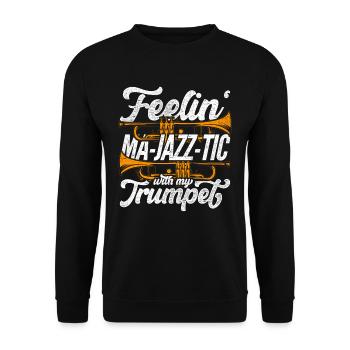 Trompettiste Feelin Ma-jazz-tic avec ma trompette - Sweat-shirt Unisexe - noir - Devant - Alina (178cm) & Michal (187cm)