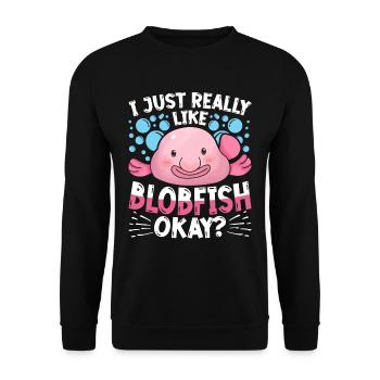 Blobfisch J’aime vraiment Blobfish d’accord? - Sweat-shirt Unisexe - noir - Devant - Alina (178cm) & Michal (187cm)
