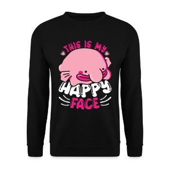 Blobfisch Ceci est mon visage heureux - Sweat-shirt Unisexe - noir - Devant - Alina (178cm) & Michal (187cm)