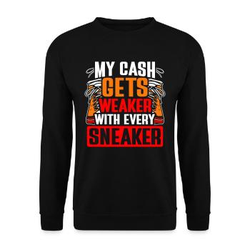 Collectionneur de baskets Mon argent s’affaiblit avec Sneaker - Sweat-shirt Unisexe - noir - Devant - Alina (178cm) & Michal (187cm)