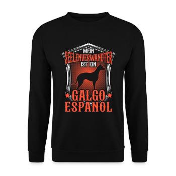 Galgo Espanol ist Seelenverwandter Windhund - Unisex Pullover - Schwarz - Vorne - Alina (178cm) & Michal (187cm)