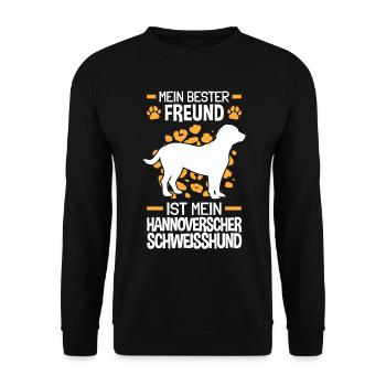 Hannoverscher Schweißhund ist mein Freund - Unisex Pullover - Schwarz - Vorne - Alina (178cm) & Michal (187cm)
