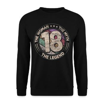 18th Birthday The Legend Retro 18 Year Old Woman - Unisex Sweatshirt - black - Front - Alina (178cm) & Michal (187cm)