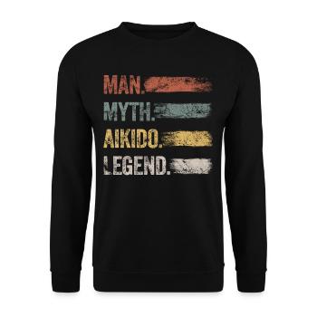 The Aikido Legend Retro Martial Arts Aikido Homme - Sweat-shirt Unisexe - noir - Devant - Alina (178cm) & Michal (187cm)
