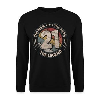 21 Birthday The Legend Retro 21 Year Old Men - Unisex Sweatshirt - black - Front - Alina (178cm) & Michal (187cm)