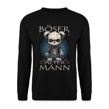 Böser alter Mann - Biker Opa | Motorradfahrer - Unisex Pullover - Schwarz - Vorne - Alina (178cm) & Michal (187cm)