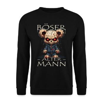 Böser alter Mann - Biker Opa | Motorradfahrer - Unisex Pullover - Schwarz - Vorne - Alina (178cm) & Michal (187cm)