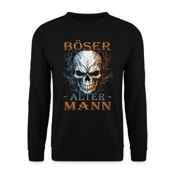 Böser alter Mann - Biker Opa | Motorradfahrer - Unisex Pullover - Schwarz - Vorne - Alina (178cm) & Michal (187cm)
