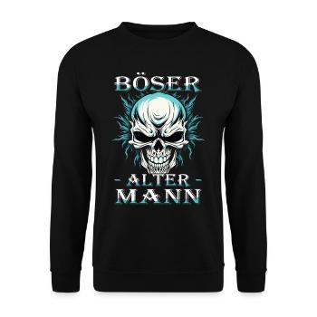 Böser alter Mann - Biker Opa | Motorradfahrer - Unisex Pullover - Schwarz - Vorne - Alina (178cm) & Michal (187cm)