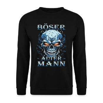 Böser alter Mann - Biker Opa | Motorradfahrer - Unisex Pullover - Schwarz - Vorne - Alina (178cm) & Michal (187cm)