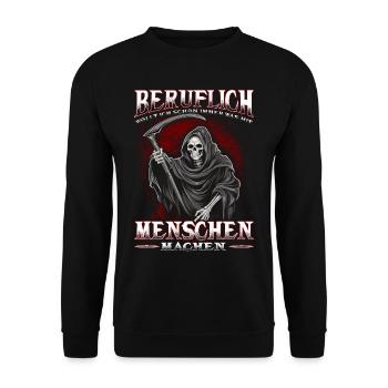 Beruflich wollt ich schon immer - Sarkasmus Spruch - Unisex Pullover - Schwarz - Vorne - Alina (178cm) & Michal (187cm)