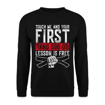 Touchez-moi et votre première leçon Tang So Do est gratuite - Sweat-shirt Unisexe - noir - Devant - Alina (178cm) & Michal (187cm)