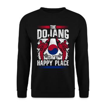 Tang Soo do Shotokan Le Dojang est mon endroit heureux - Sweat-shirt Unisexe - noir - Devant - Alina (178cm) & Michal (187cm)