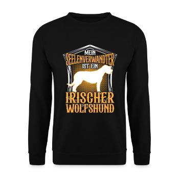 Irischer Wolfshund ist mein Seelenverwandter - Unisex Pullover - Schwarz - Vorne - Alina (178cm) & Michal (187cm)