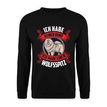 Ich habe einen Wolfsspitz Deutscher Keeshond - Unisex Pullover - Schwarz - Vorne - Alina (178cm) & Michal (187cm)