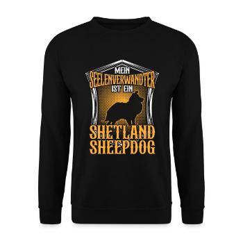 Shetland Sheepdog ist mein Seelenverwandter - Unisex Pullover - Schwarz - Vorne - Alina (178cm) & Michal (187cm)