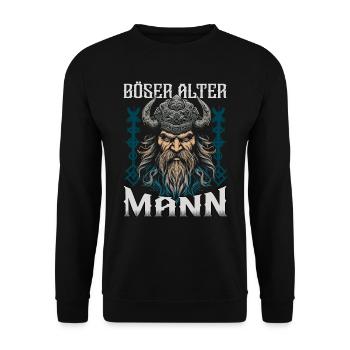 Böser alter Mann | Wikinger | Vikinger | Nordisch - Unisex Pullover - Schwarz - Vorne - Alina (178cm) & Michal (187cm)