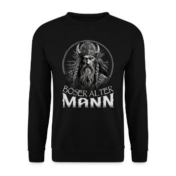 Böser alter Mann | Wikinger | Vikinger | Nordisch - Unisex Pullover - Schwarz - Vorne - Alina (178cm) & Michal (187cm)
