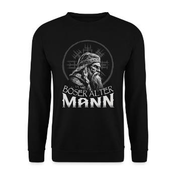 Böser alter Mann | Wikinger | Vikinger | Nordisch - Unisex Pullover - Schwarz - Vorne - Alina (178cm) & Michal (187cm)