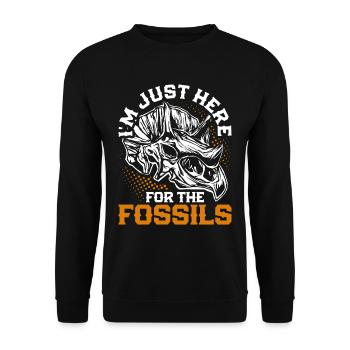 Paläontologe I'm Just Here For The Fossils - Unisex Pullover - Schwarz - Vorne - Alina (178cm) & Michal (187cm)