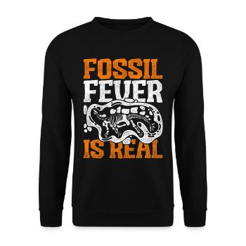 Fossil Fever Is Real Paläontologie Paläontologe - Unisex Pullover - Schwarz - Vorne - Alina (178cm) & Michal (187cm)