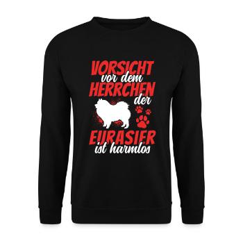 Vorsicht vor dem Eurasier Spitz Eurasian Dog - Unisex Pullover - Schwarz - Vorne - Alina (178cm) & Michal (187cm)