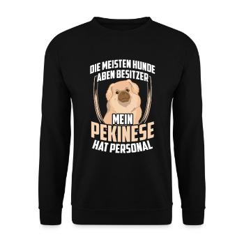 Mein Pekinese hat Personal Peking-Palasthund - Unisex Pullover - Schwarz - Vorne - Alina (178cm) & Michal (187cm)