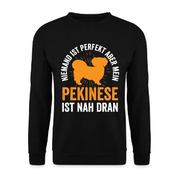 Pekinese ist perfekt Peking-Palasthund - Unisex Pullover - Schwarz - Vorne - Alina (178cm) & Michal (187cm)
