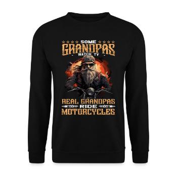 Real Grandpas Ride Motorcycles | Motorcyclist - Unisex Sweatshirt - black - Front - Alina (178cm) & Michal (187cm)