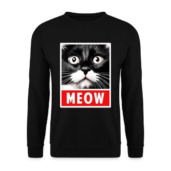MEOW Meow Cute Cat Face - Unisex Sweatshirt - black - Front - Alina (178cm) & Michal (187cm)