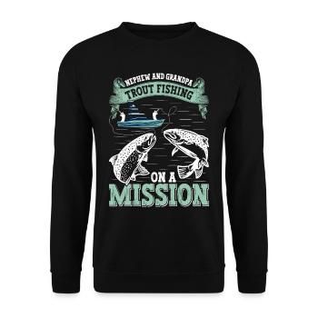 Funny Fishing Men Women - Unisex Pullover - Schwarz - Vorne - Alina (178cm) & Michal (187cm)