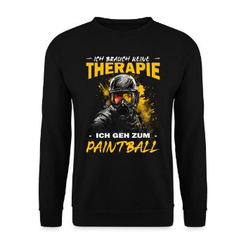 Ich brauch keine Therapie ich geh zum Paintball - Unisex Pullover - Schwarz - Vorne - Alina (178cm) & Michal (187cm)