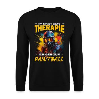 Ich brauch keine Therapie ich geh zum Paintball - Unisex Pullover - Schwarz - Vorne - Alina (178cm) & Michal (187cm)