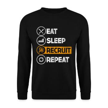 HR Manager Eat Sleep Recruit Repeat - Unisex Pullover - Schwarz - Vorne - Alina (178cm) & Michal (187cm)