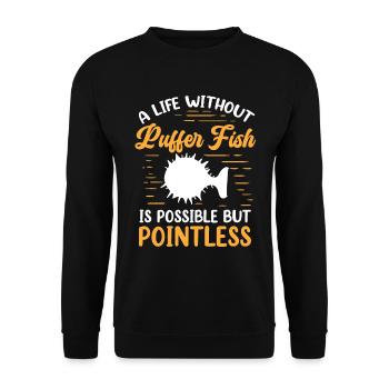 Leben ohne Kugelfisch Riesenkugelfisch - Unisex Pullover - Schwarz - Vorne - Alina (178cm) & Michal (187cm)