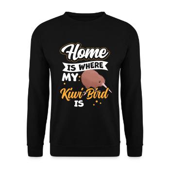 L’oiseau kiwi est ma maison Nouvelle-Zélande - Sweat-shirt Unisexe - noir - Devant - Alina (178cm) & Michal (187cm)