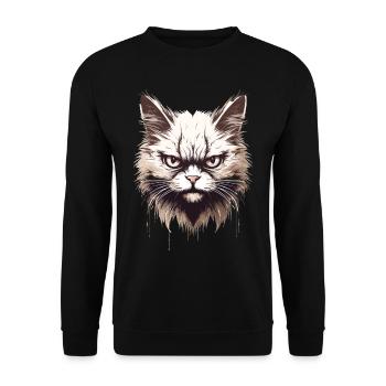 Cat Annoyed Cat Face Evil House Cat - Unisex Sweatshirt - black - Front - Alina (178cm) & Michal (187cm)