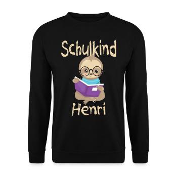 Schulkind Henri Faultier - Unisex Pullover - Schwarz - Vorne - Alina (178cm) & Michal (187cm)