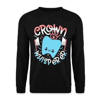 Dental Technician Dental Prosthodontist Crown Whisperer - Unisex Sweatshirt - black - Front - Alina (178cm) & Michal (187cm)