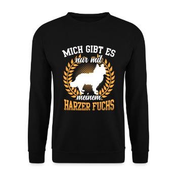 Nur mit Harzer Fuchs altdeutscher Hütefuchs - Unisex Pullover - Schwarz - Vorne - Alina (178cm) & Michal (187cm)