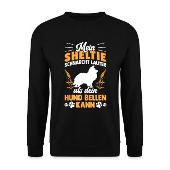Shetland Sheepdog schnarcht lauter Sheltie - Unisex Pullover - Schwarz - Vorne - Alina (178cm) & Michal (187cm)