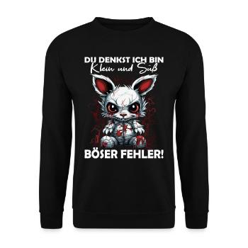 Du denkst ich bin klein und süß | Lustige Sprüche - Unisex Pullover - Schwarz - Vorne - Alina (178cm) & Michal (187cm)